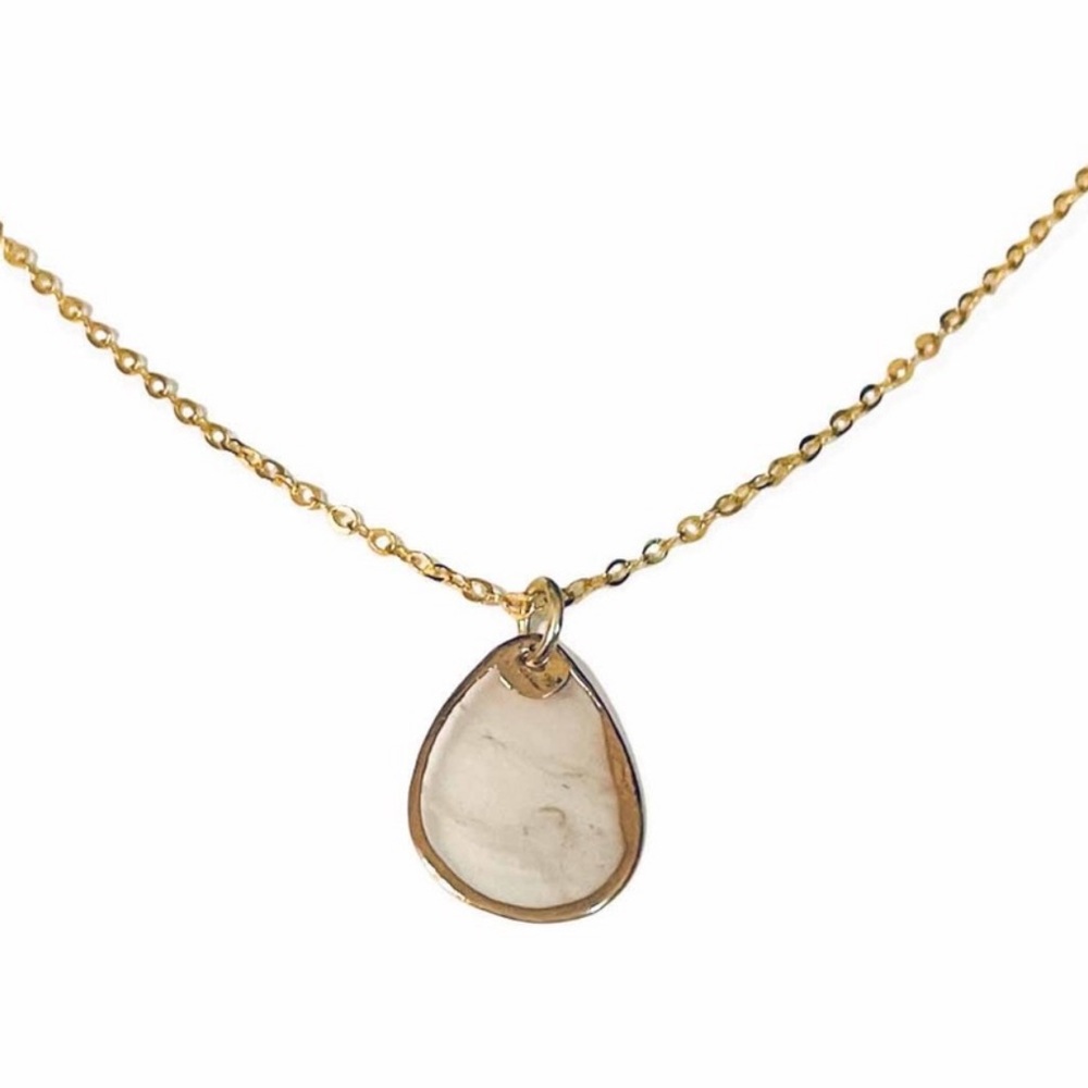 New 14k Gold S925 Silver Natural Mother Of Pearl Shell Water Droplet Necklace - Picture 3 of 15